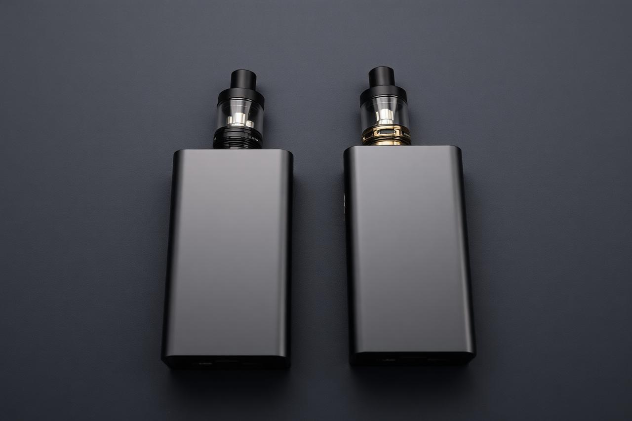 Side by side comparison of an authentic Boutiq V5 and a counterfeit copy highlighting print quality differences