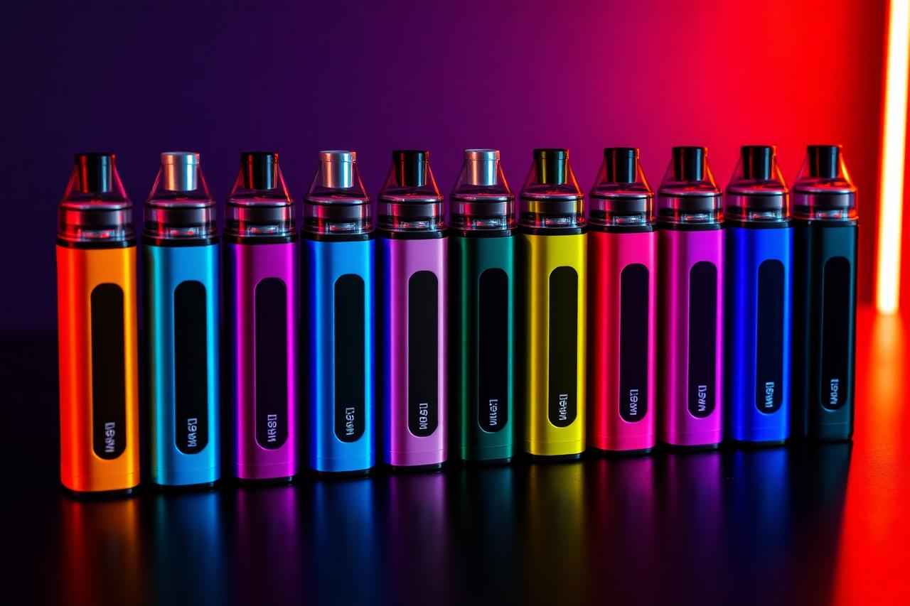 Row of Boutiq V5 devices in different flavor colourways showing all Boutiq V5 flavors side by side