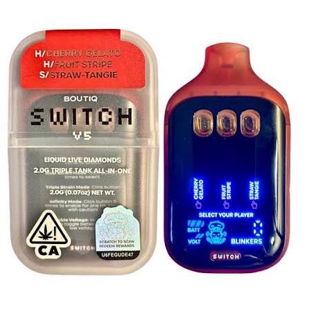 “CHERRY GELATO” (H) × “FRUIT STRIPE” (H) × “STRAW-TANGIE” (S) — Boutiq V5 vape