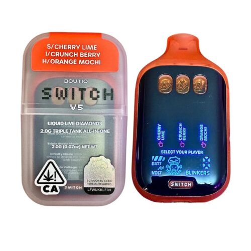 “CHERRY LIME” (SATIVA) × “CRUNCH BERRY” (INDICA) × “ORANGE MOCHI” (HYBRID) — Boutiq V5 vape