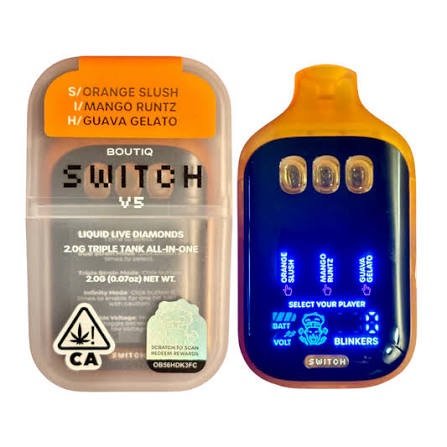 “ORANGE SLUSH” (S) × “MANGO RUNTZ” (I) × “GUAVA GELATO” (H) — Boutiq V5 vape