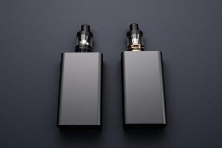 Side by side comparison of an authentic Boutiq V5 and a counterfeit copy highlighting print quality differences